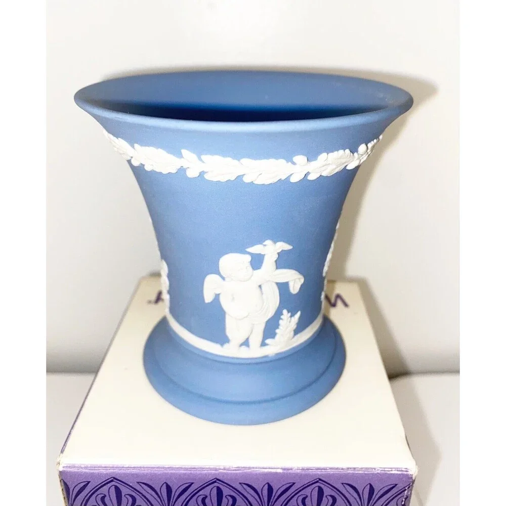 Vintage Wedgwood Jasper Posy Pot Four Seasons Cupids Posy Vase